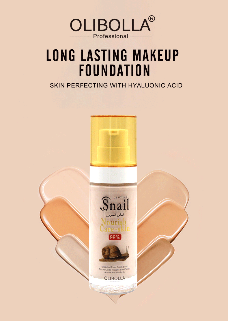 跨境snail液体粉底液 提亮遮瑕按压式哑光持妆养肤美妆化妆品批发