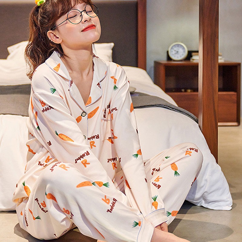 睡衣女新款春秋季温柔风学生洋气减龄休闲女士开衫家居服两件套装