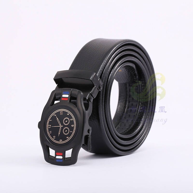 Belt Men‘s Business Single Circle Watch Automatic Buckle Leather Belt Men‘s Gift Suit Pants Belt Factory Wholesale