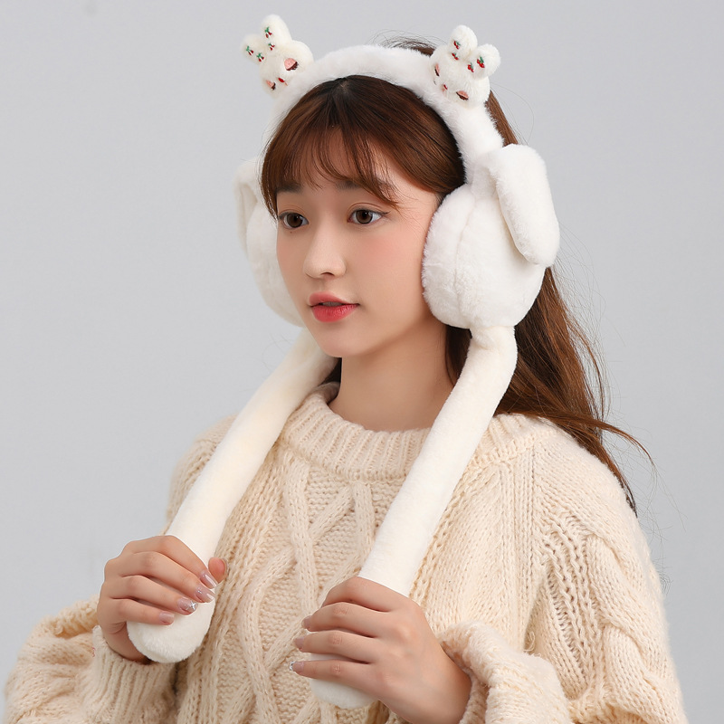 Korean Style Airbag Moving Rabbit Ears Cute Girl Headband Autumn and Winter Warm-Keeping Earmuffs Ear Covers Plush Earmuffs Headband