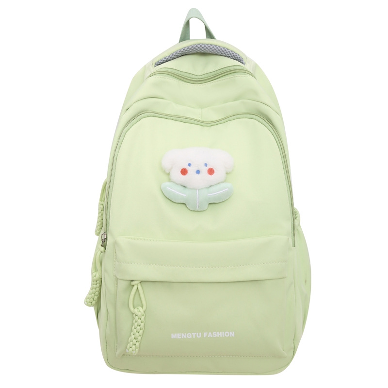 Cross-Border Simple Solid Color Backpack Women's New Fashion Junior High School Primary School Schoolbag Large Capacity Casual Backpack