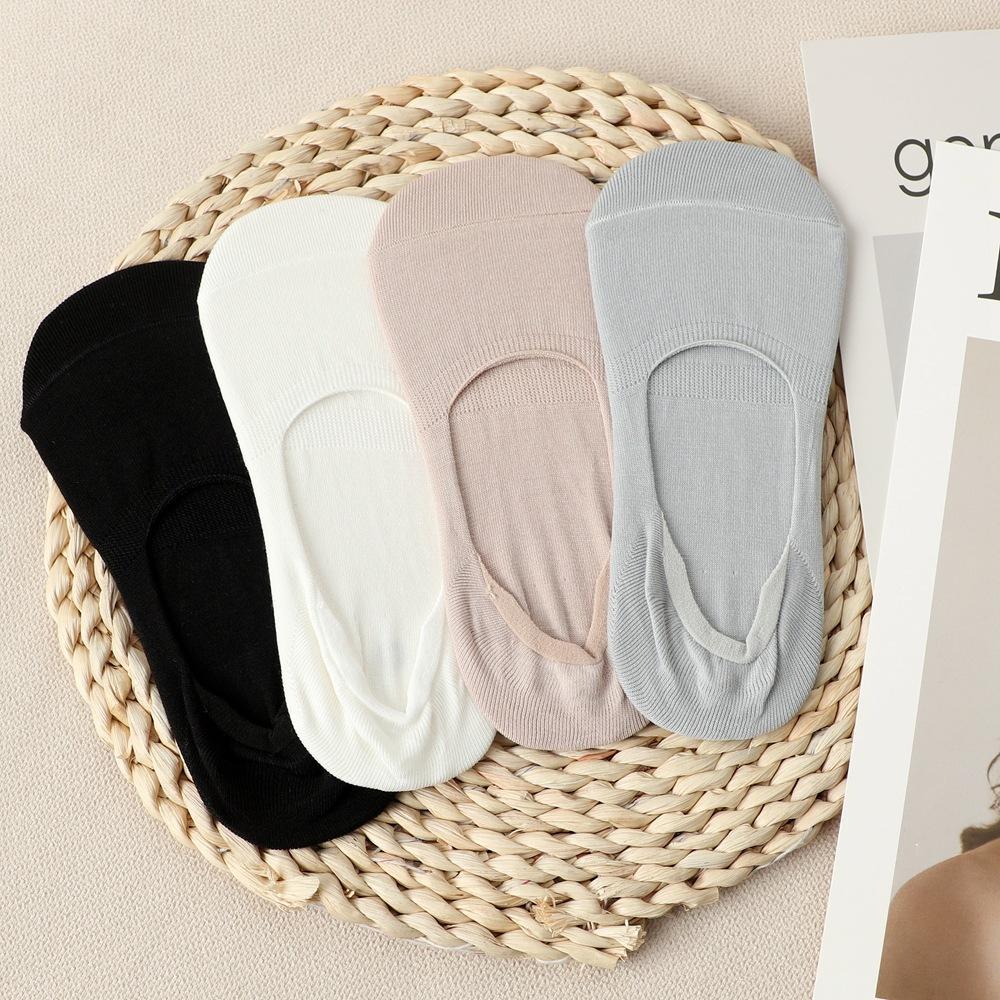 博航批发新款男女纯色透气船袜桑蚕丝袜子弹力松紧袜口隐形袜