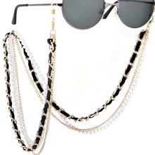1Pcs New Arrival Fashion Pearl Leather Glasses Chain跨境专供