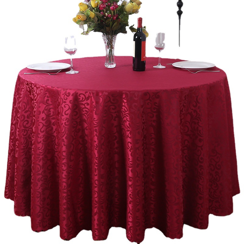 European Style Hotel Wedding Party Crocheted Tablecloth Restaurant Ding Room round Table Jacquard Tablecloth White Simple Tablecloth