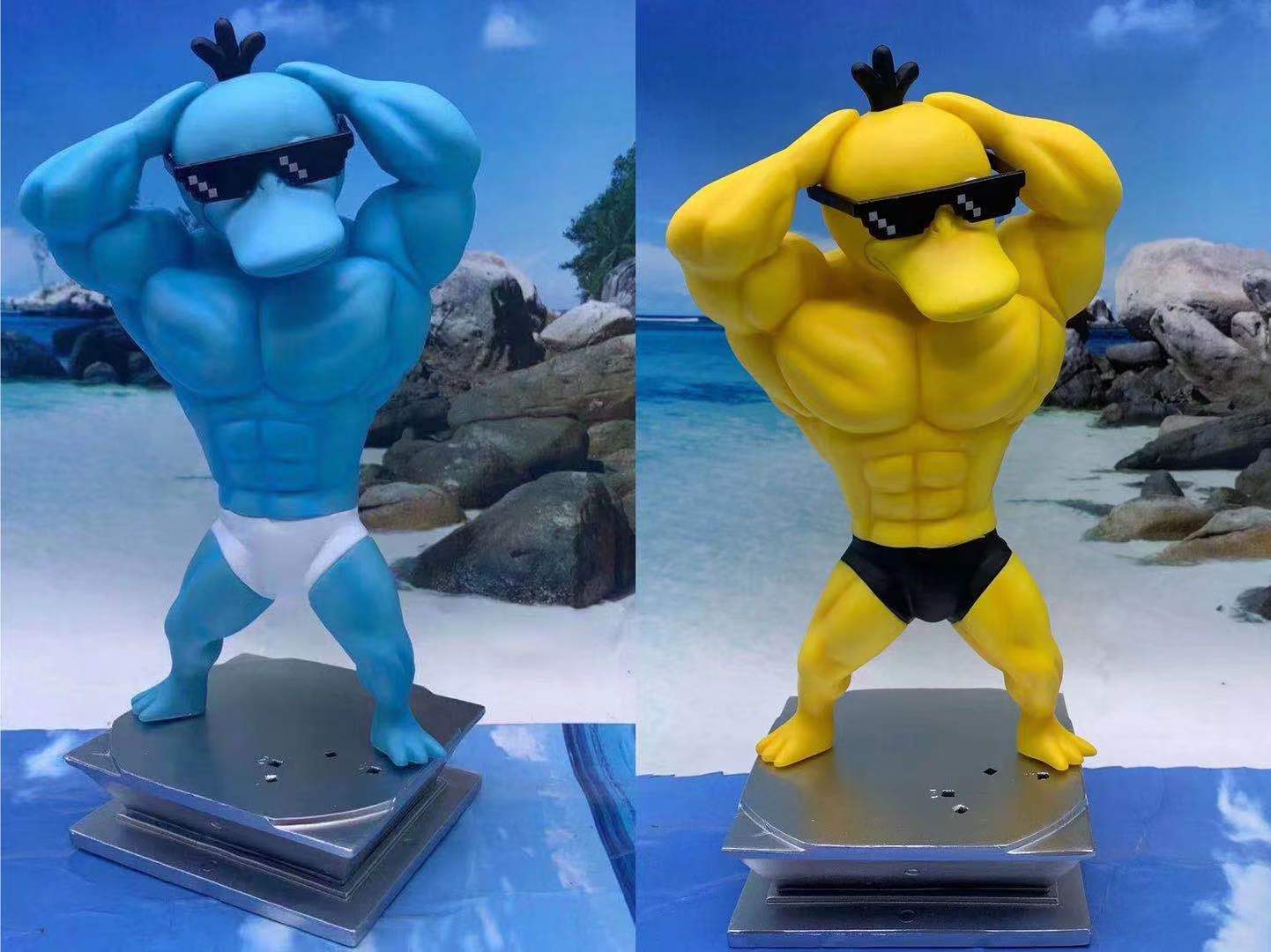 德信鸿动漫gk健身教练肌肉猛男可达鸭酷酷鸭猥琐鸭手办模型摆件