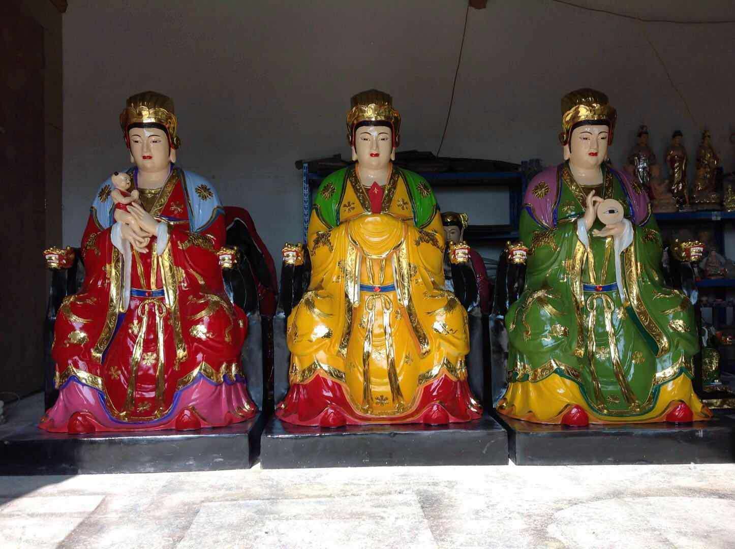 三霄娘娘神像三奶奶神像树脂玻璃钢木雕 神像佛像善缘佛像厂
