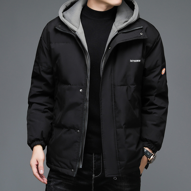 花公子男士羽绒服短款2021年新品爆款连帽白鸭绒冬季厚款外套韩版