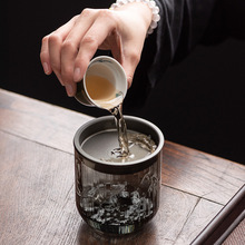 玻璃建水带盖小茶洗日式家用茶渣缸小号壶承茶桶茶道配件水盂水丞