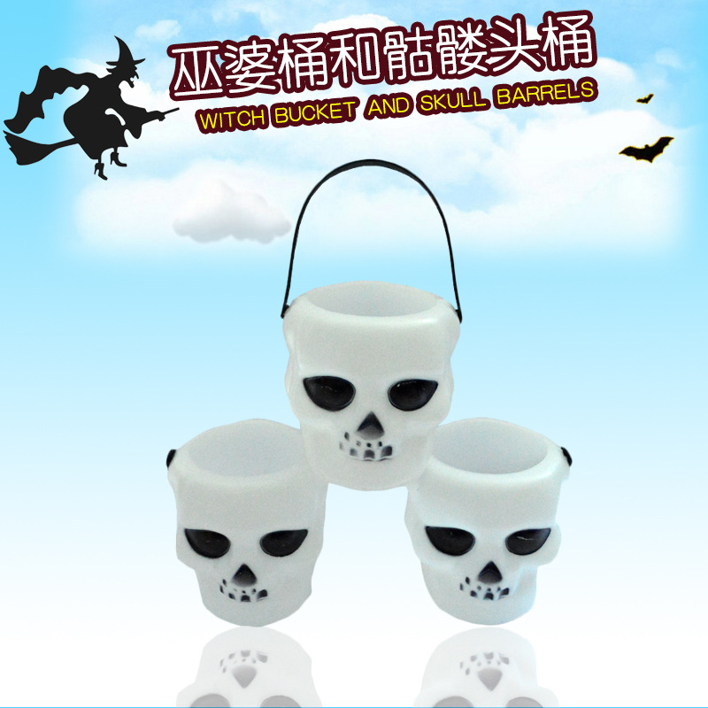 Halloween Halloween Decorations Pendant Black Barrel Small Basket Candy Bucket Witch Earthen Jar Witch Jar Skull
