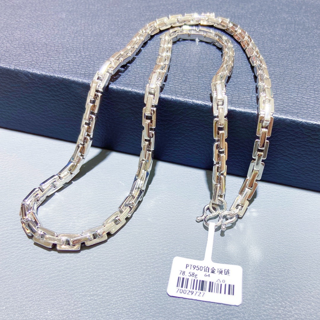 正品pt950铂金项链男款 白金链子纯金男士素链粗链绳索吊坠锁骨链-阿