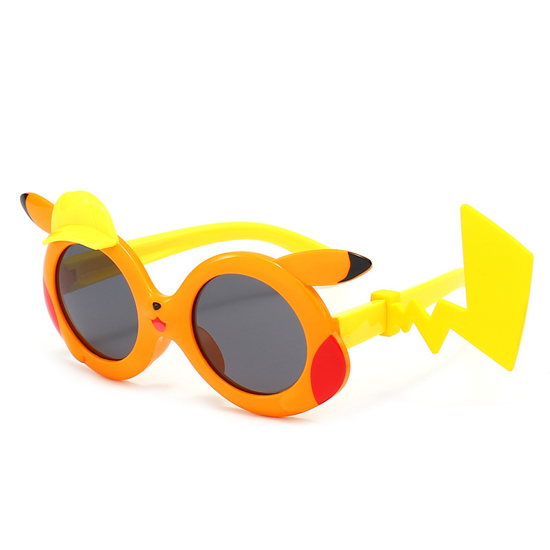 Boys and Girls Fashion Polarized Sun Glasses Cartoon Pikachu Silicone UV Protection Sunshade Sunglasses in Stock Wholesale