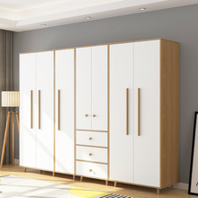 北欧衣柜实木组装木质三门现代简约卧室整体四门经济型简易衣橱大