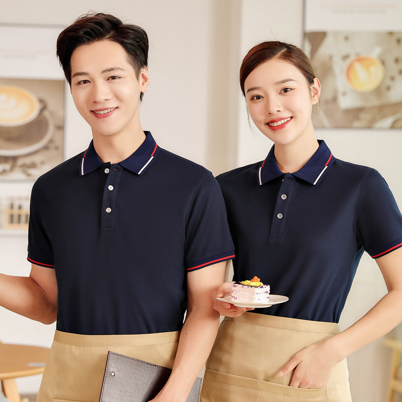 企业团体工装t恤短袖夏季餐饮服务员工作服印绣汽修4s店学校活动