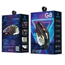 BAJEAL G8大风火轮有线鼠标USB游戏6D宏定义编程发光电竞机械鼠标