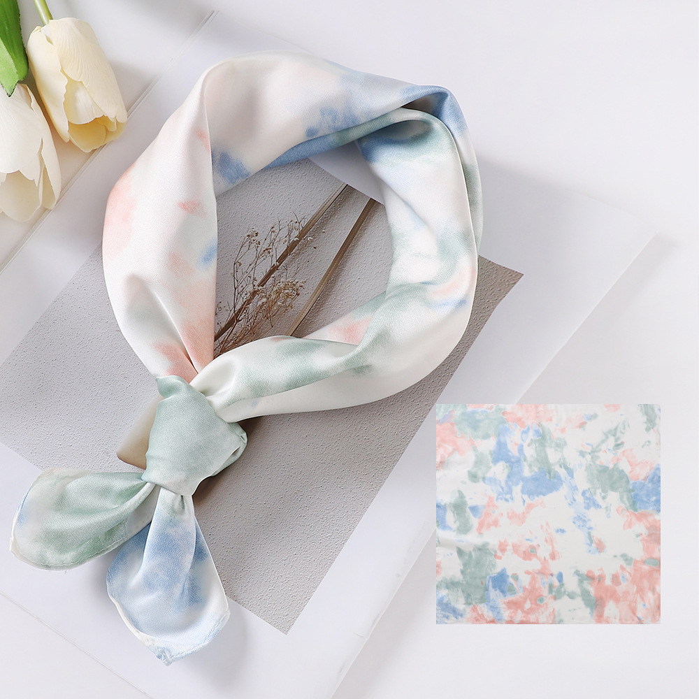 Spring and Summer Emulation Silk Scarf Wholesale Women's Twill Small Silk Scarf Square Scarf 53 Scarf Fashion Decoration Kerchief Hair