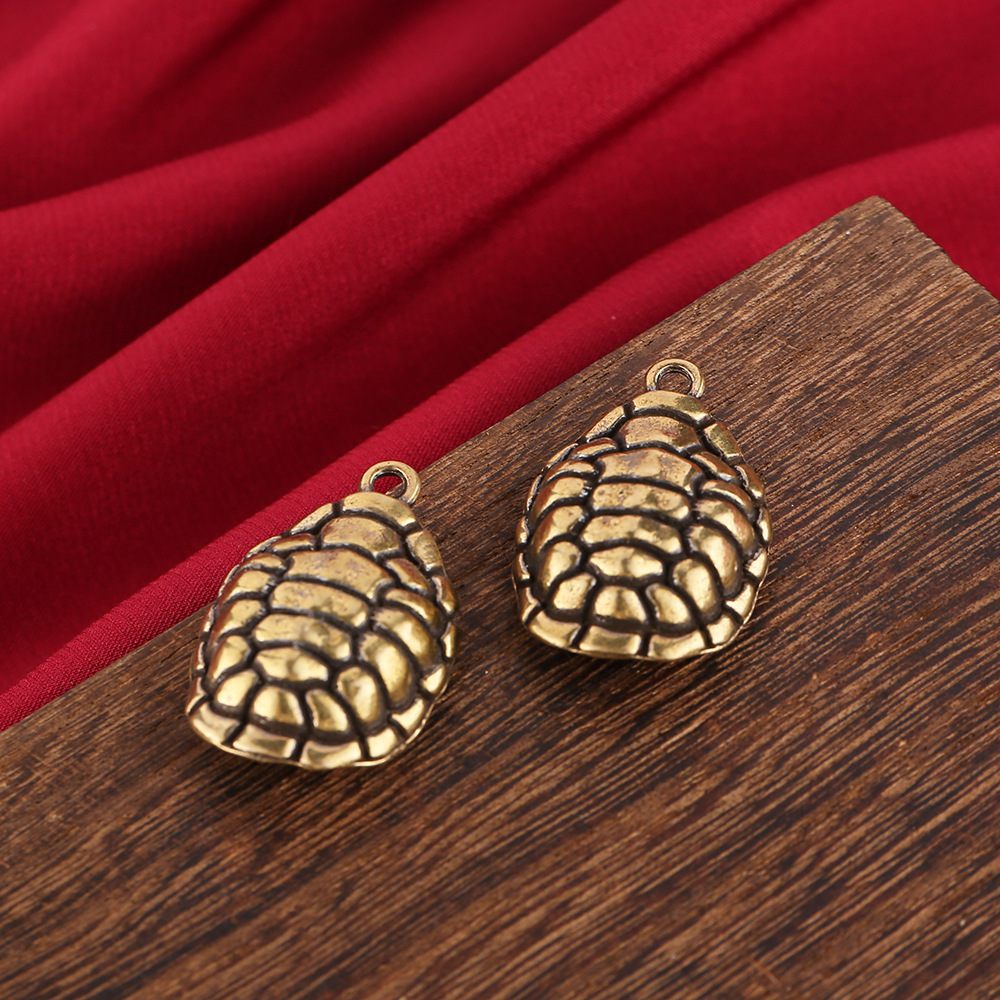 黄铜实心龟壳吊坠复古做旧富甲天下小配件男女通用汽车