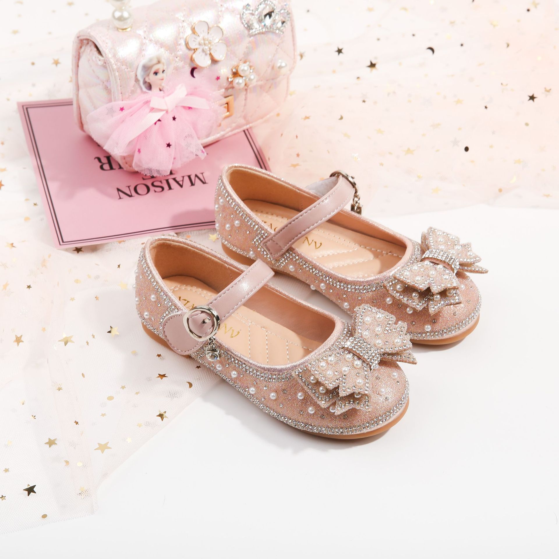 女童黑色皮鞋2021春秋新款小女孩单鞋公主鞋学生演出儿童鞋子-报价