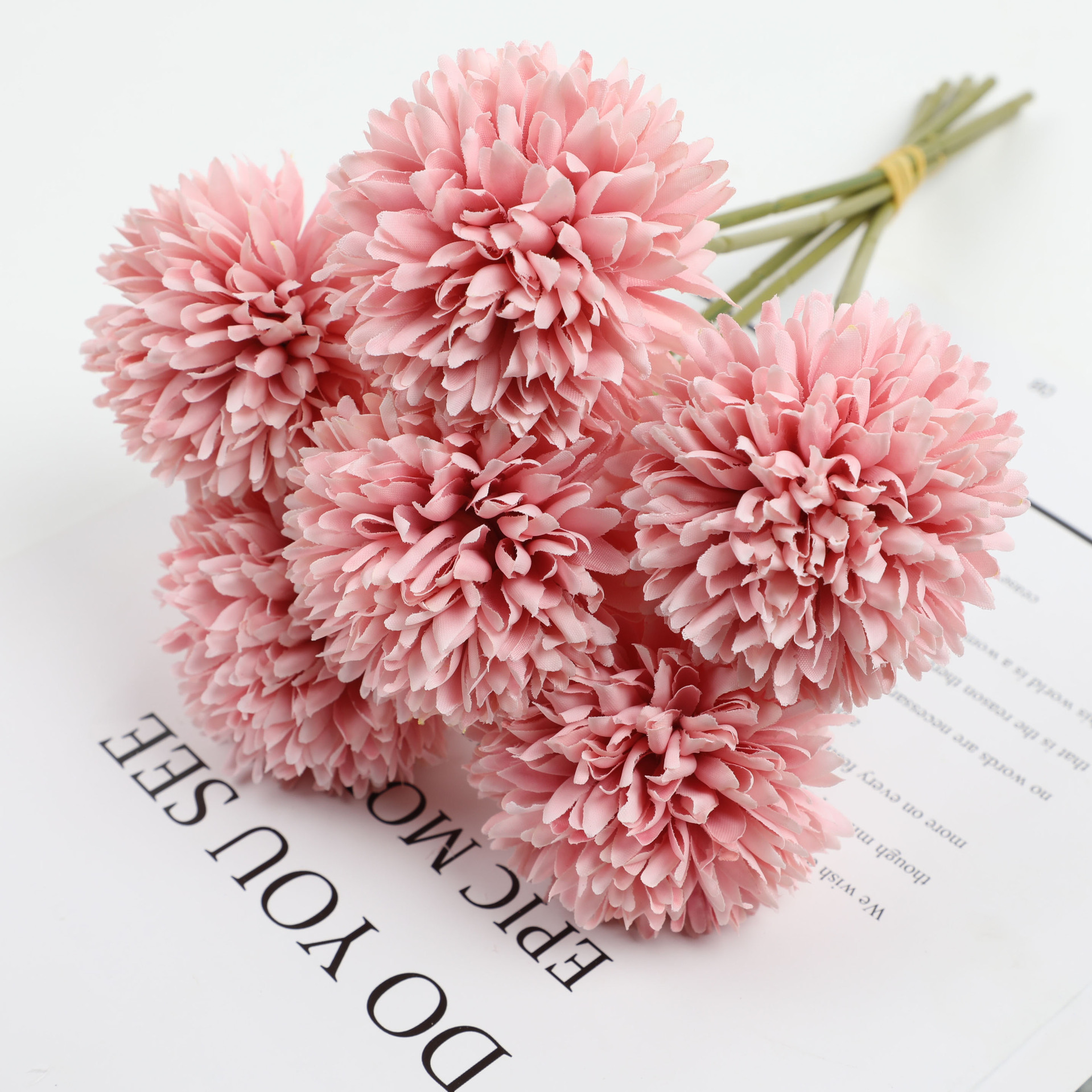 Single Head Ping Pong Chrysanthemum Artificial Flower Dandelion Ball Chrysanthemum Fake Flower Nordic Decoration Decoration Wedding Plastic Artificial Flower Arrangement