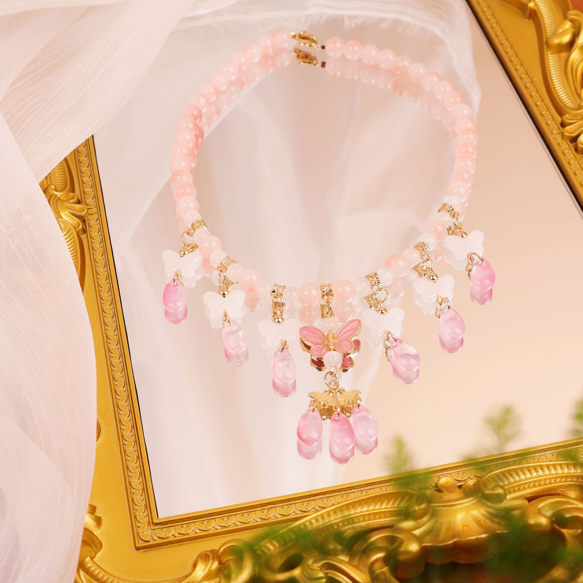 原创古风项链短款璎珞珍珠琉璃汉服复古配饰中国元素旗袍春夏饰品