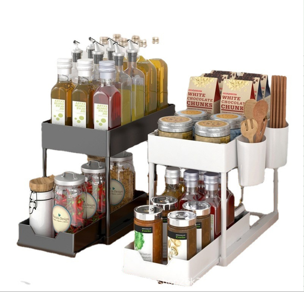 Factory Direct Kitchen Storage Rack Sink Removable Seasoning Storage Rack Pull-out Storage Rack Countertop Spice Rack