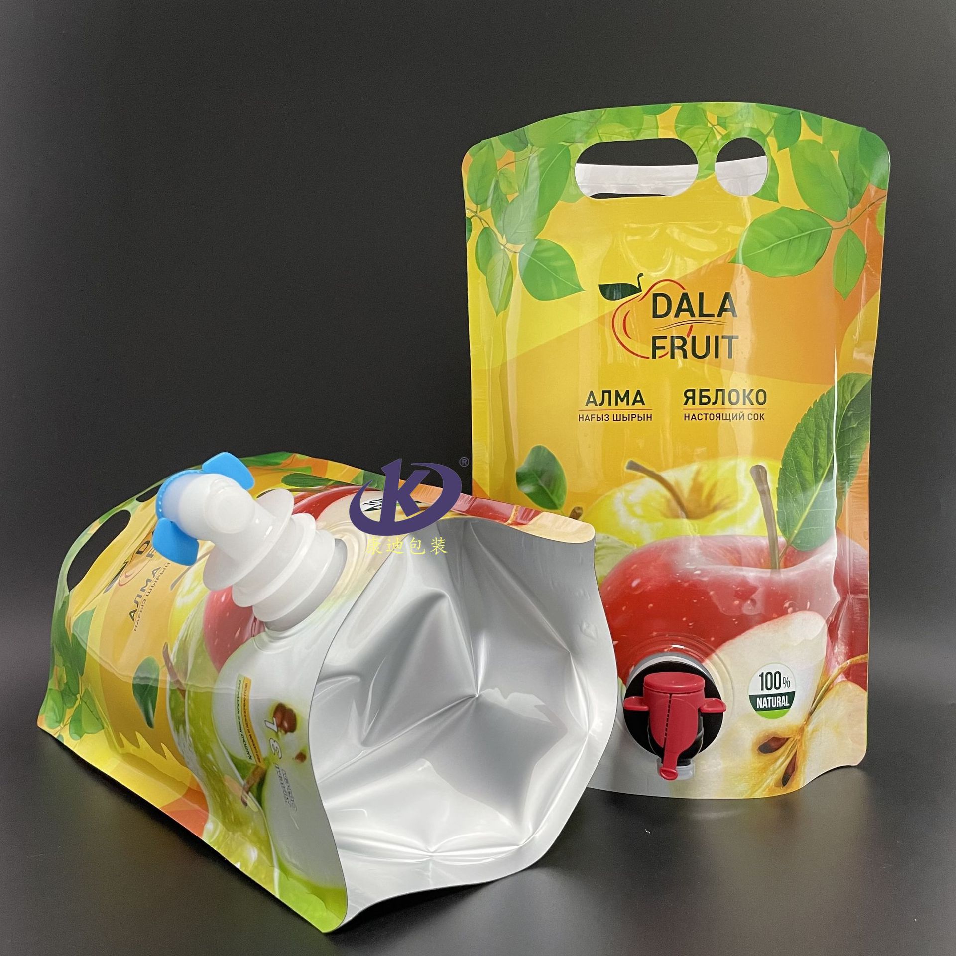 1l 3l 5l果汁站立袋 bib阀双插底自立袋 果泥蔬菜汁袋定制-阿里巴巴