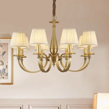 美式客厅全铜吊灯创意卧室灯美式乡村田园风格个性主卧房间灯具