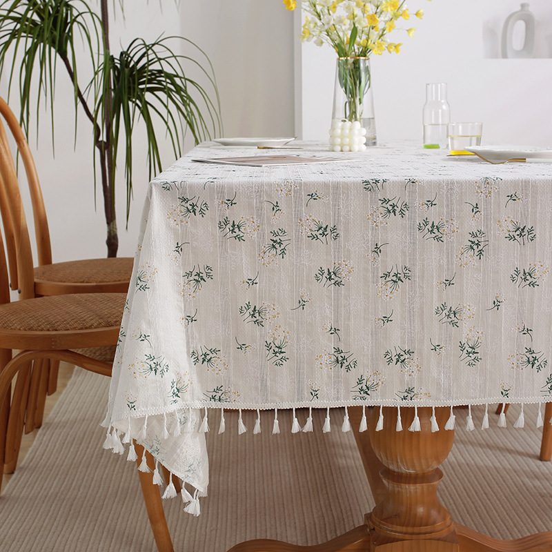 Pastoral Style Tablecloth Cotton Linen Fabrics Dining Table Coffee Table round Table Square Tablecloth Fresh Floral Desktop Cover Cloth in Stock