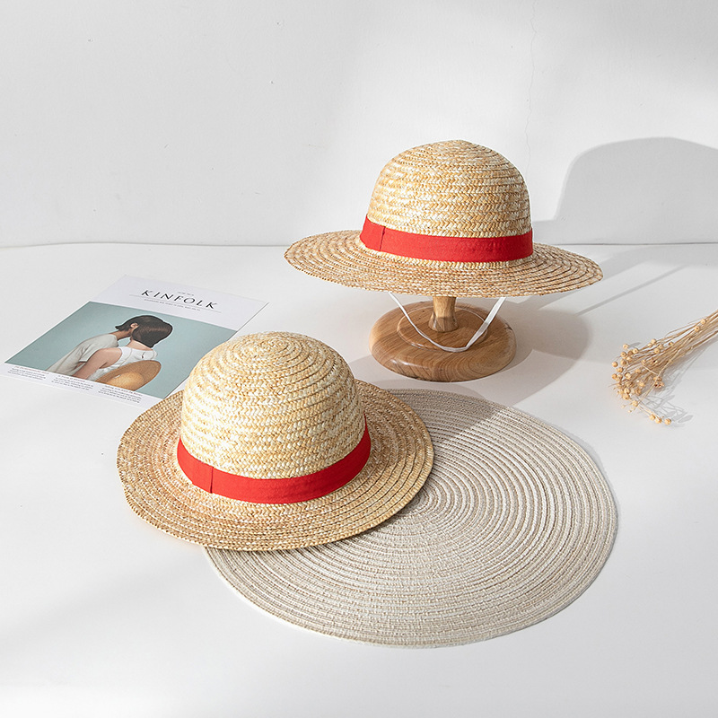 Spot Paper Woven Luffy Straw Hat Cospaly Anime Dress up Straw Parent-Child Hat Sunshade Sun Protection Hat Performance Cap