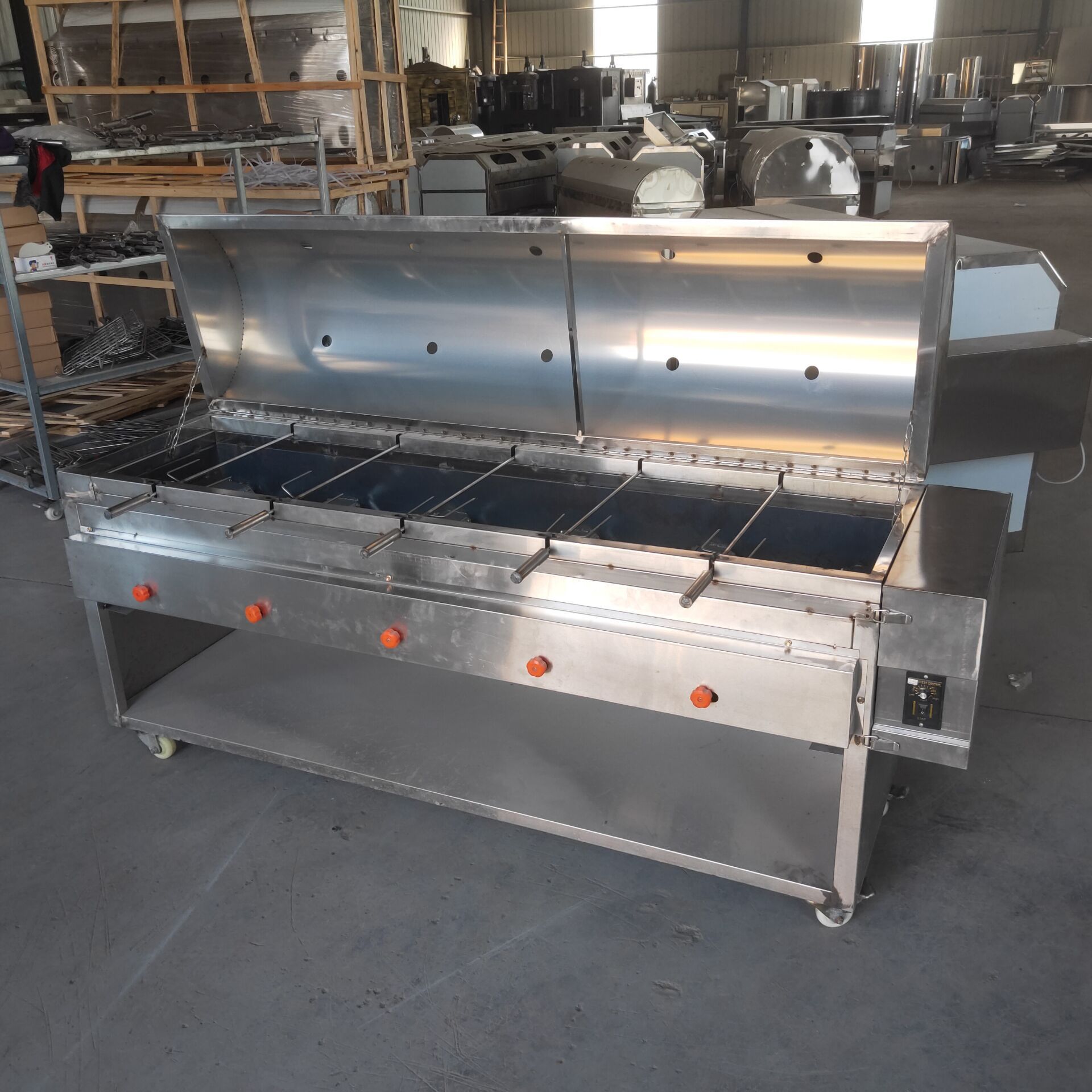 烤全羊子全自动商用无烟烤羊腿木炭燃气羊排鱼鸡旋转专用烧烤炉日