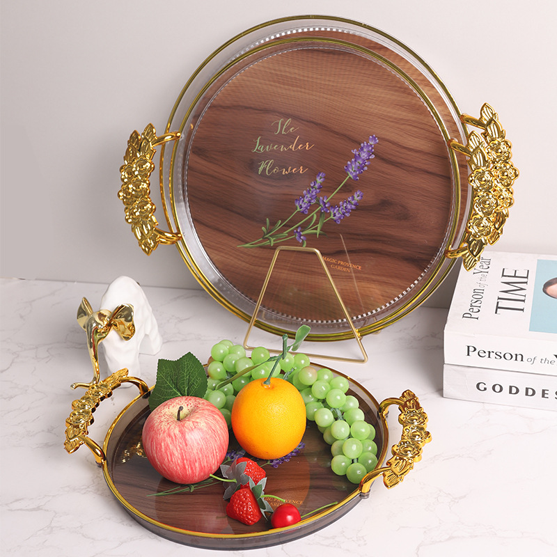 light luxury tray ins style good-looking round restaurant tea tray tea table cup tea cup storage water cup household plastic tray