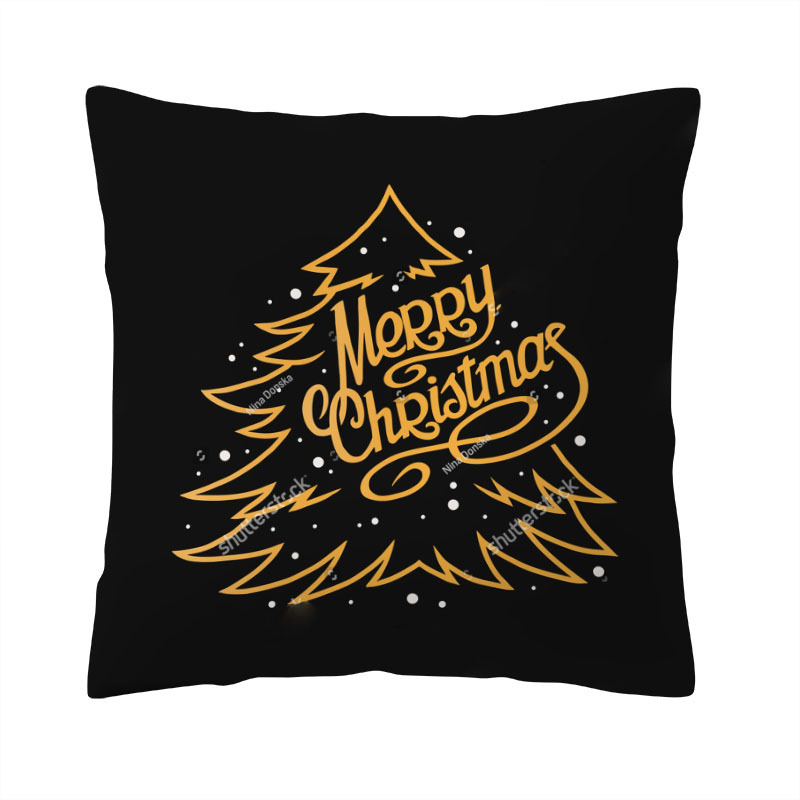 Amazon 2022 Cross-Border Hot Selling Christmas Pillow Cover Home Black Gilding Throw Pillowcase Living Room Sofa Cushion