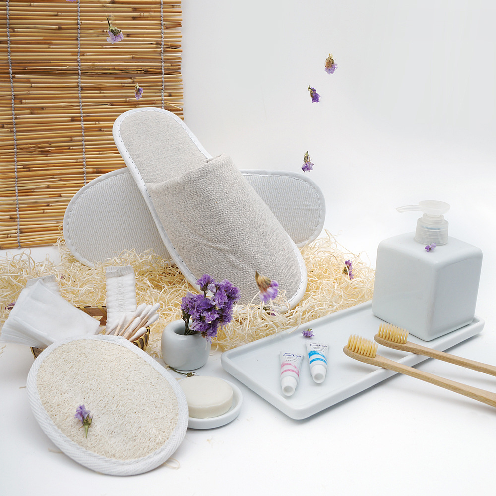 小清新简约酒店风一次性酒店用品套装民宿酒店一次性拖鞋浴擦牙刷