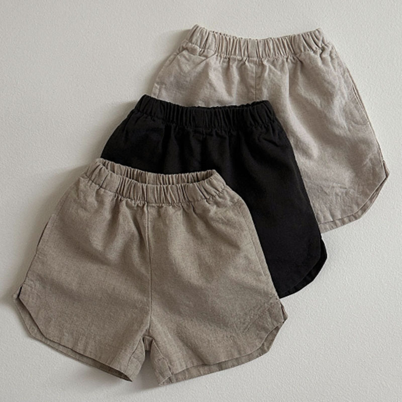 韩版新款夏季纯色小短裤 男女童夏装休闲宽松松紧腰时髦洋气短裤