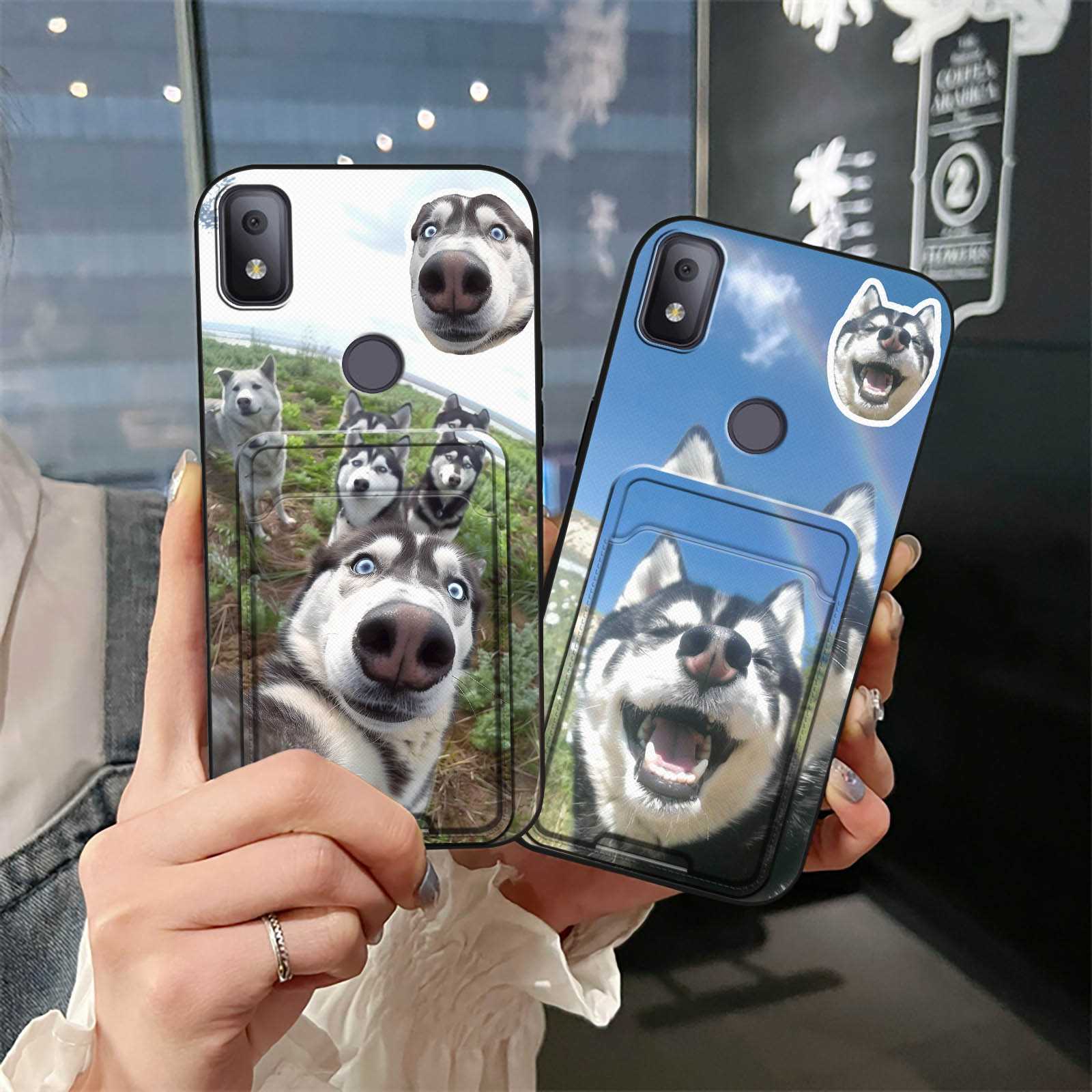 适用TCL手机壳质感插卡卡套自拍简约身份证搞怪放照片情侣零钱狗