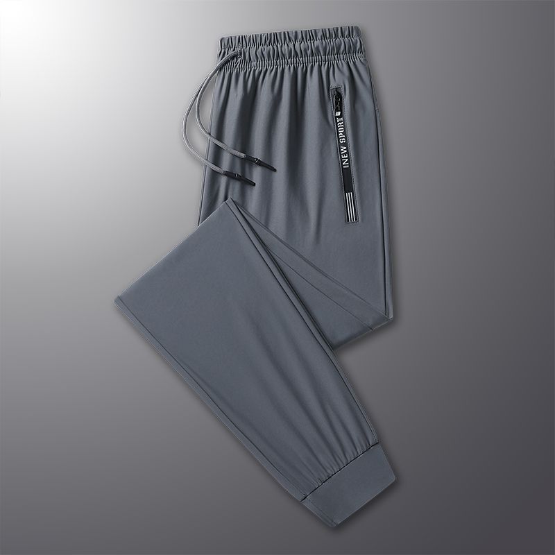 Summer Thin Ice Silk Leggings Men's Sports Pants Loose Casual Ultra-Thin Air Conditioner Quick-Drying Youth plus Size Casual Men's Trousers