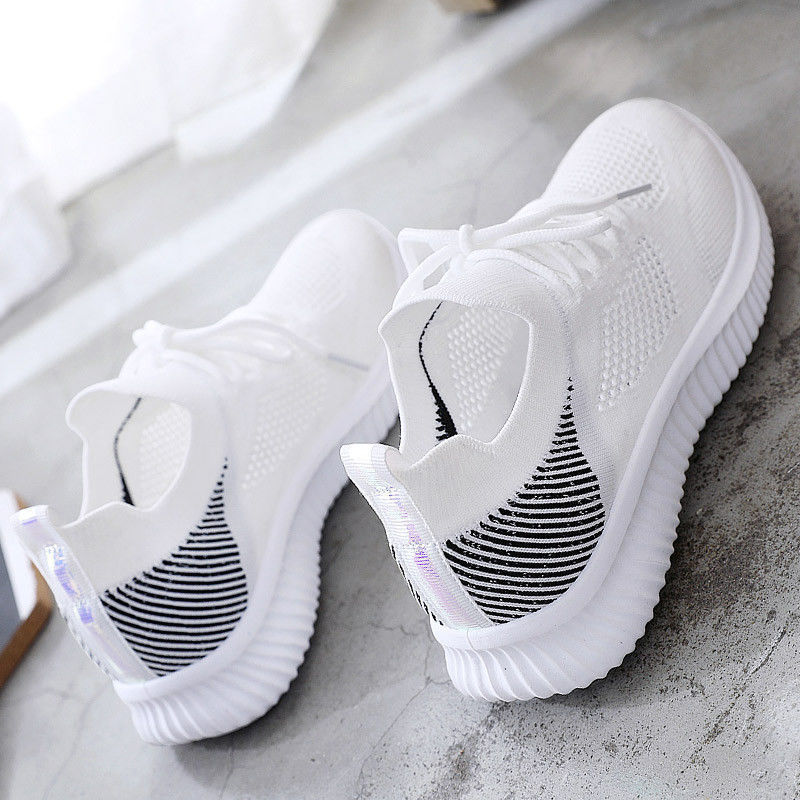 White Shoes for Women 2021 New Trendy Socks Shoes Sneaker Versatile Student Shoes Breathable Mesh Board Shoes One Piece Dropshipping