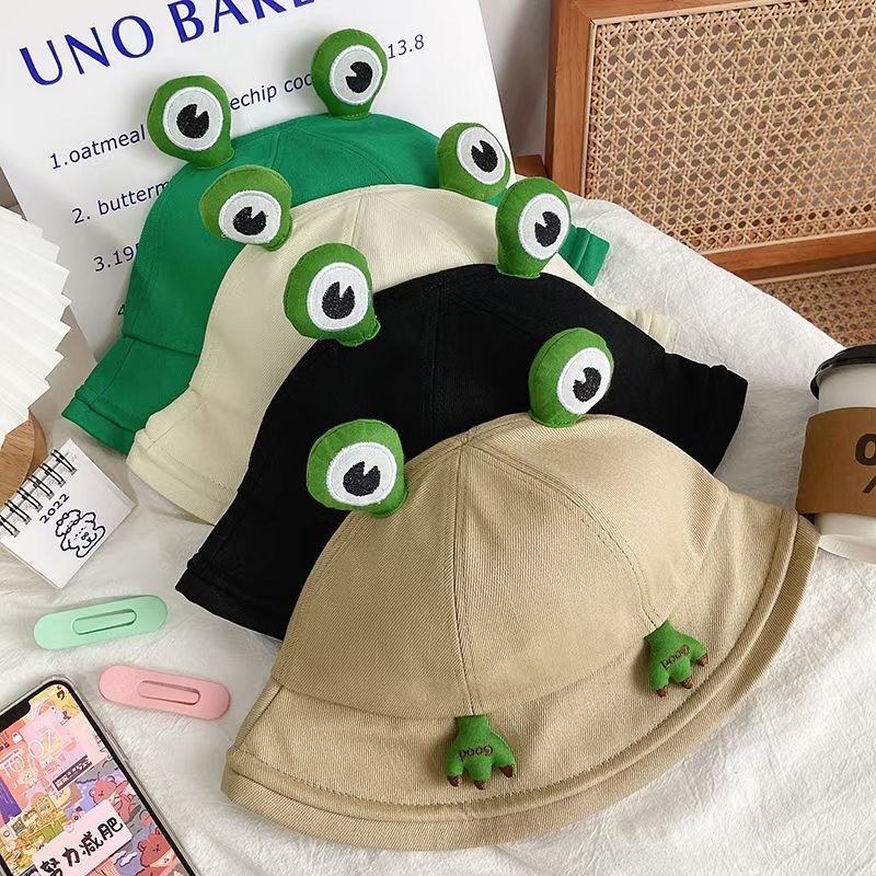 Spring and Summer Korean Fisherman Hat Student Anti-Sunburn Sun Hat Basin Hat Tide New Cute Cartoon Frog Hat Female