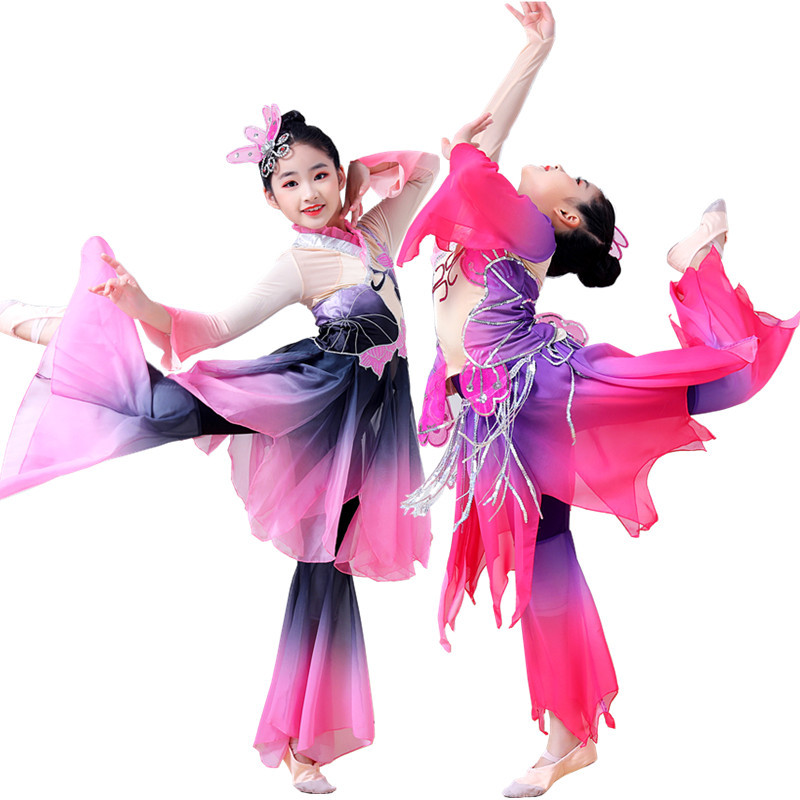爱莲说舞蹈演出服儿童艺考独舞头饰学生舞蹈班练功服古典表演服女
