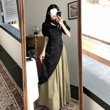 【做法侧拉链】民国风复古假两件礼服新中式改良旗袍夏