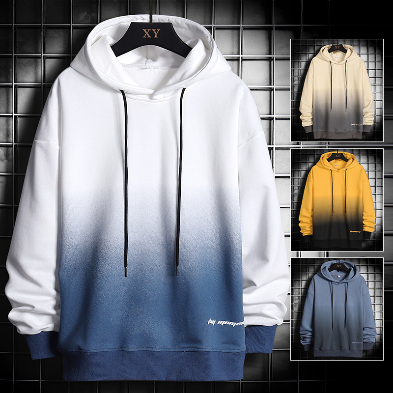 cross-border one-piece delivery hooded sweater men‘s autumn east season new loose japanese casual gradient fashion trendy fleece-lined