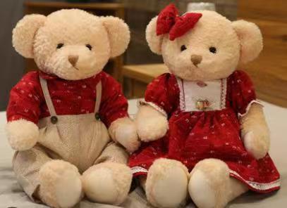 Factory Direct Sales Wedding Bed Doll Wedding Gift Couple Teddy Bear Plush Toy Doll Magnet Bear Delivery