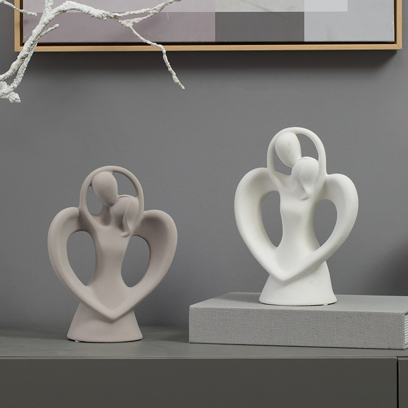 现代简约抽象人物情侣陶瓷摆件客厅玄关书柜酒柜装饰品情人节礼物