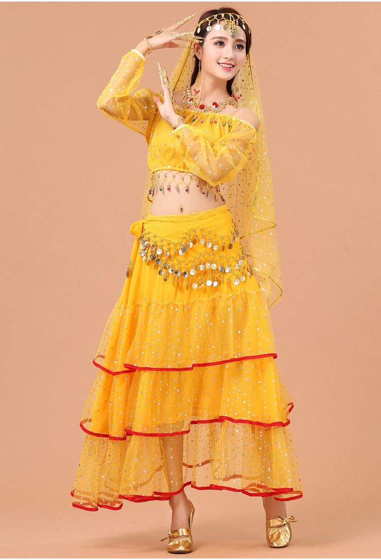 成人印度舞演出服女性感肚皮舞服装新款套装民族舞蹈裙舞台表演服