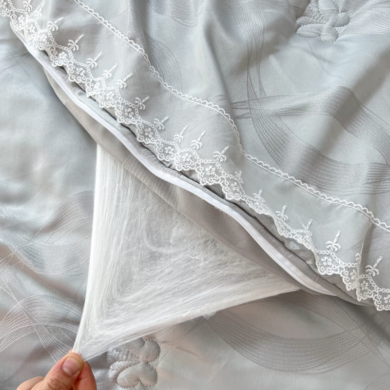 九喜狐家纺蚕丝被春秋被冬被双宫茧蚕丝被芯纯手工拉丝一件代发