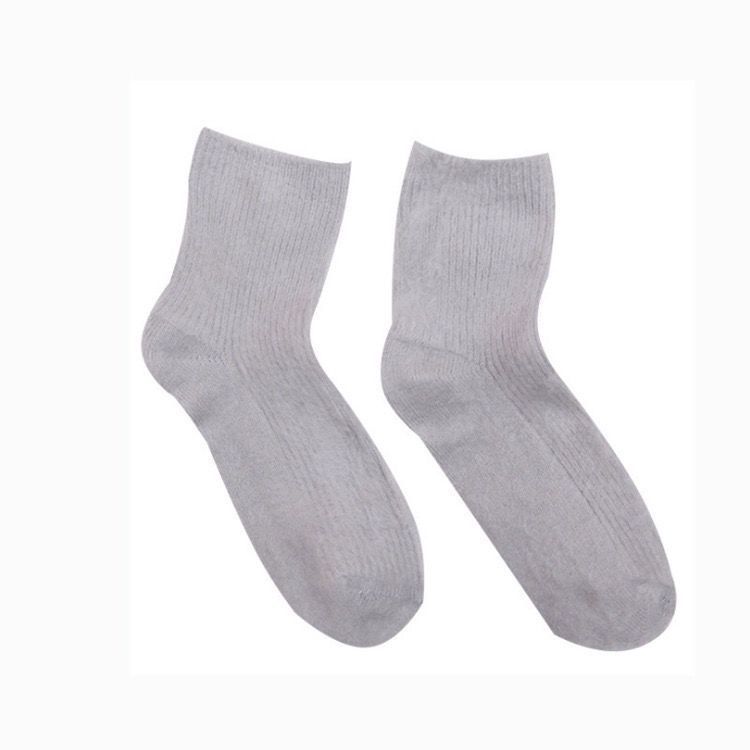 Autumn and Winter Japanese Style Plush Mid-Calf Length Socks Solid Color Soft Cute Jk Girl Thick Warm Socks Woven Pinstripe Socks