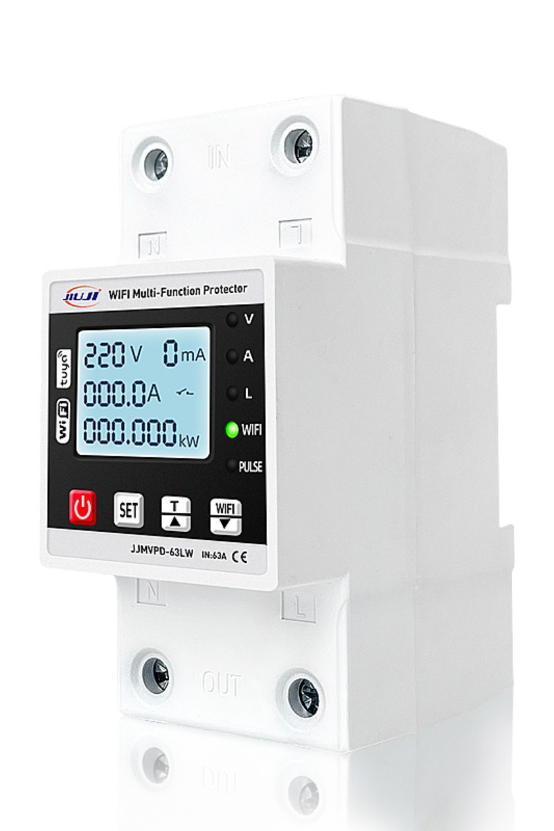 分路段三相可调数显自复式过欠压限流保护器过载63a缺零缺相220v