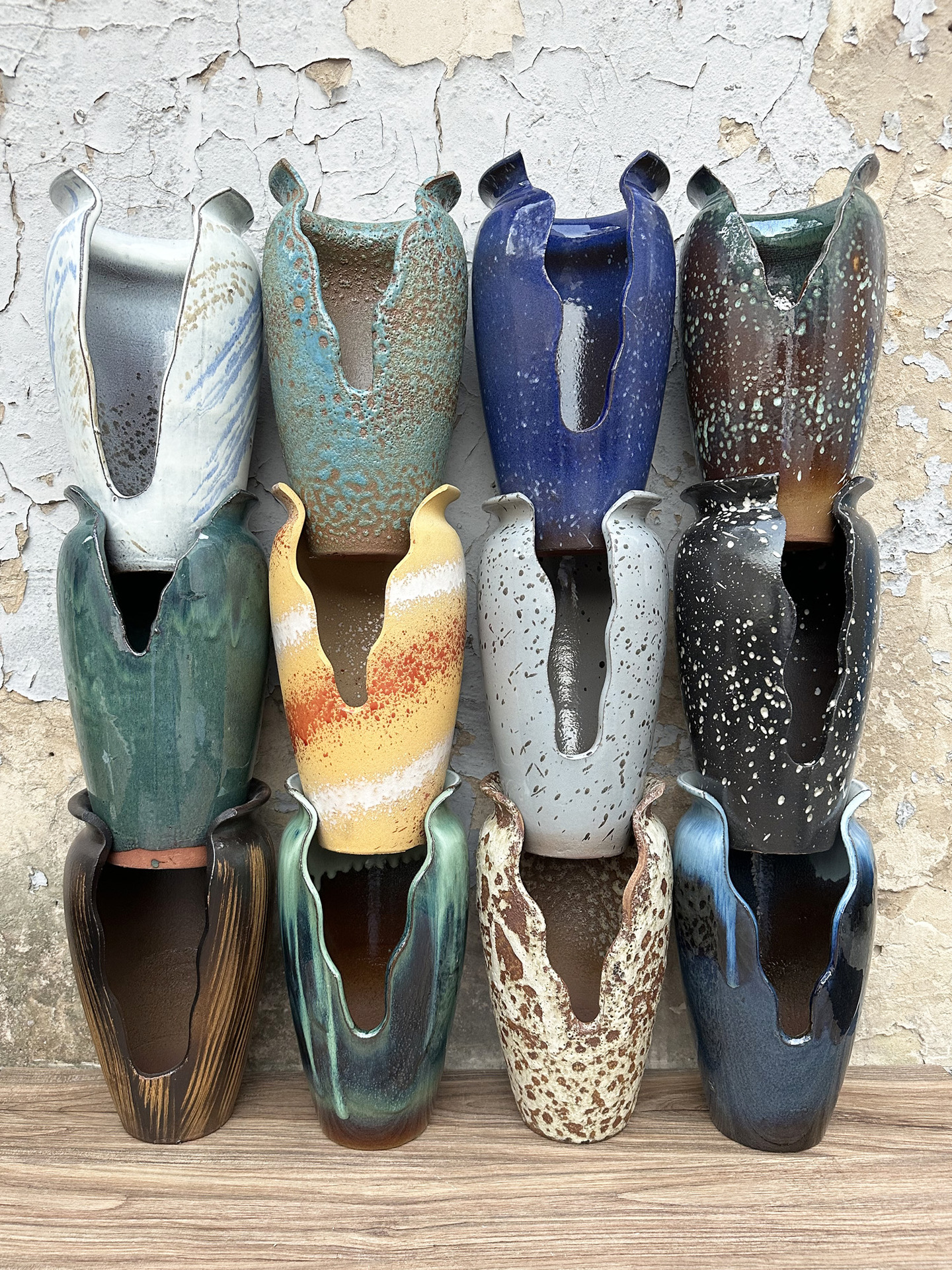 手工陶艺透气粗陶土陶罐子破口高筒大号法师多肉绿植花盆花瓶切口