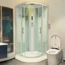淋浴房圆弧形安装洗澡屋玻璃出租房弧扇形90x90独立隔断卫生间