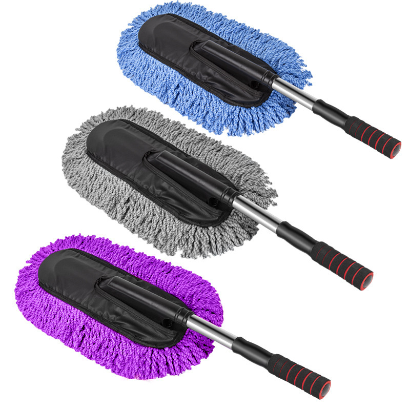 Car Wax Brush Car Retractable Cleaning Wax Brush Car Wash Mop Microfiber Wax Mop Dust Removal Wax Duster