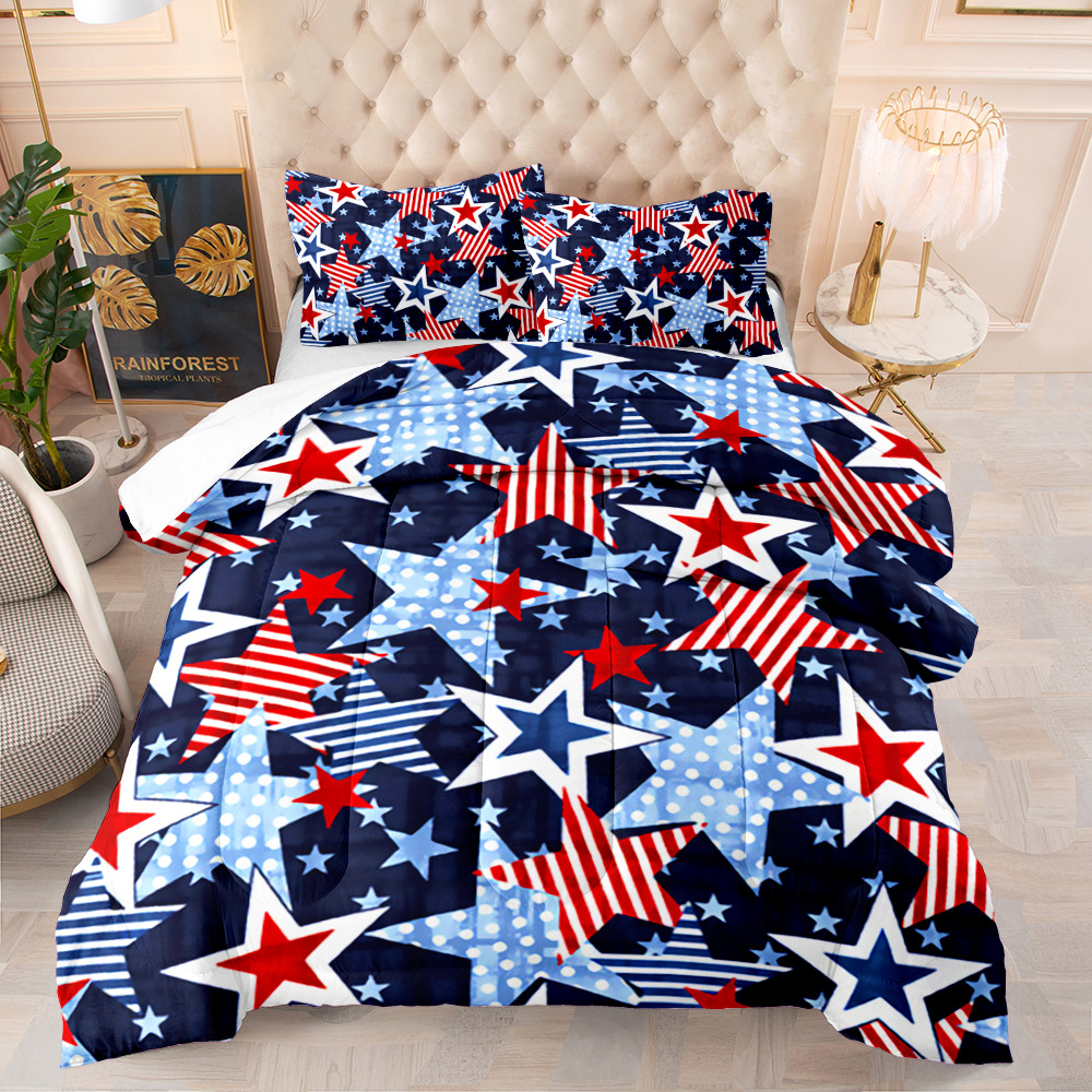 3d数码印花加厚羽丝棉空调被外贸国旗绗缝被子跨境亚马逊ebay
